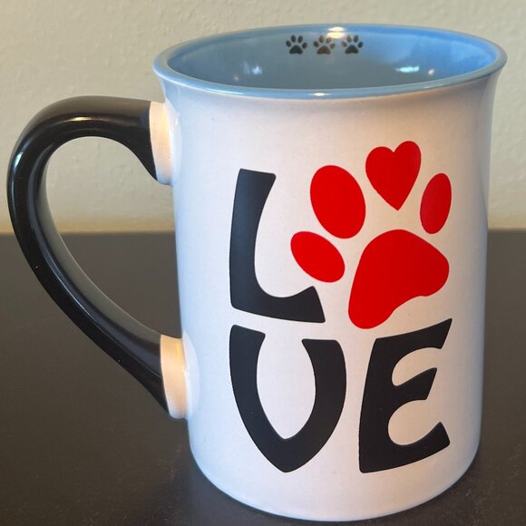 Cottage Creek DOG LOVE Paw Print Ceramic Mug ~ DOG MOM  🐾  DOG DAD ~ Puppy - Picture 1 of 8